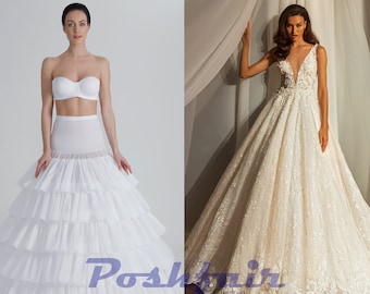 Aline Wedding Dress Crinoline Petticoat / Ball Gown Multi-Layer  Bridal Petticoat with Ruffles, Hoops and Bones / Light Underskirt P-370 cm