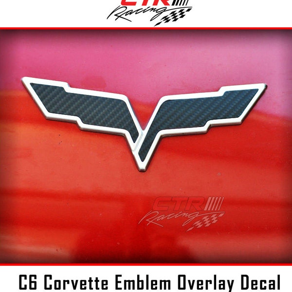 C6 Corvette Flagge Emblem Overlay Aufkleber Schwarz Kohlefaser