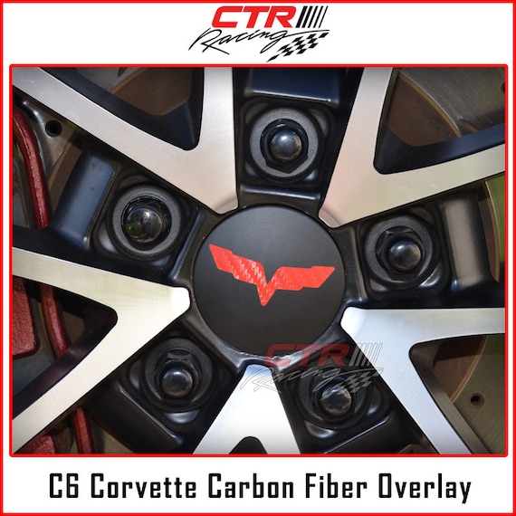 C6 Corvette Wheel Center Cap Rim Overlay Decal Carbon Fiber 2005