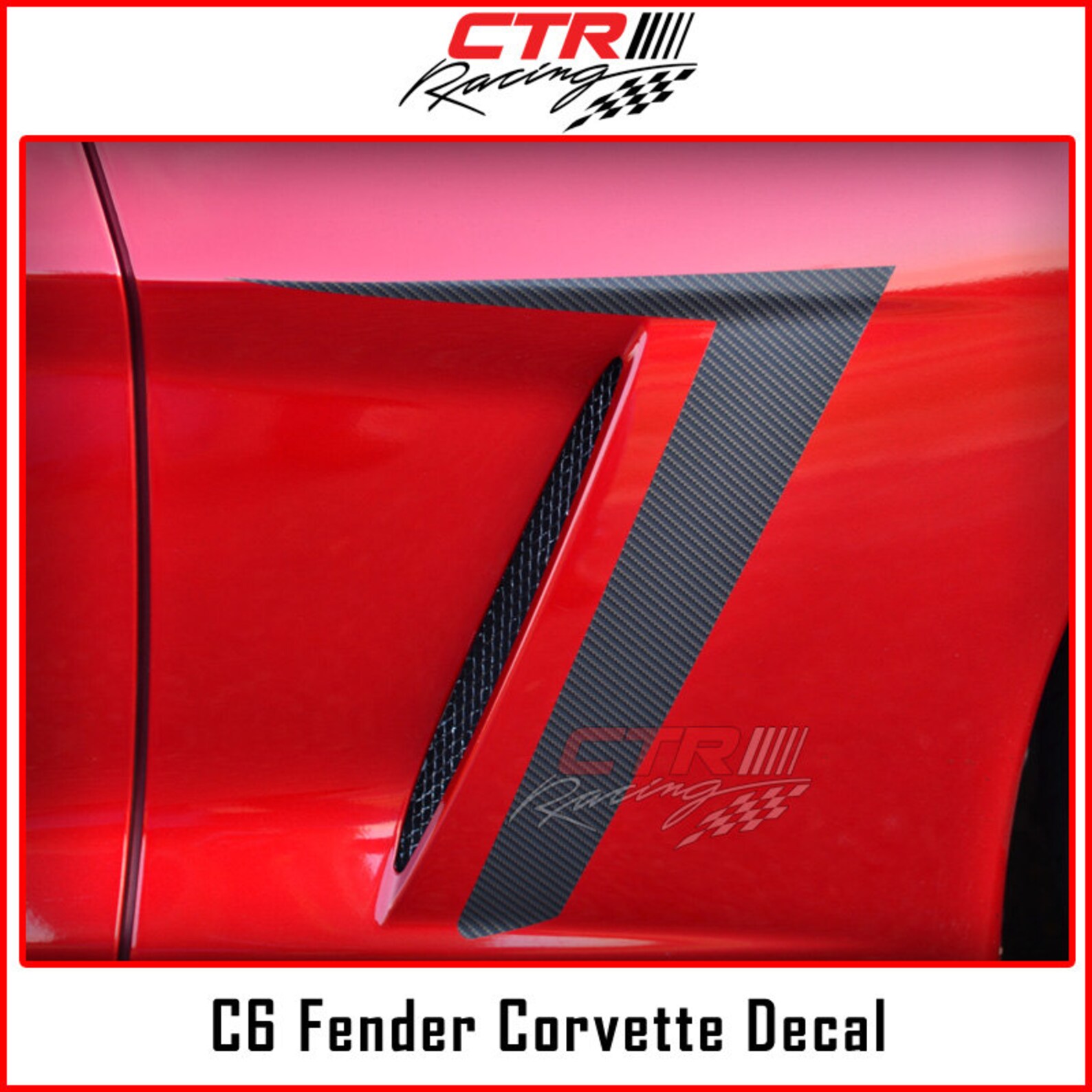 C6 Corvette Fender Carbon Fiber Stripes Decal C7 Style Look Etsy Canada
