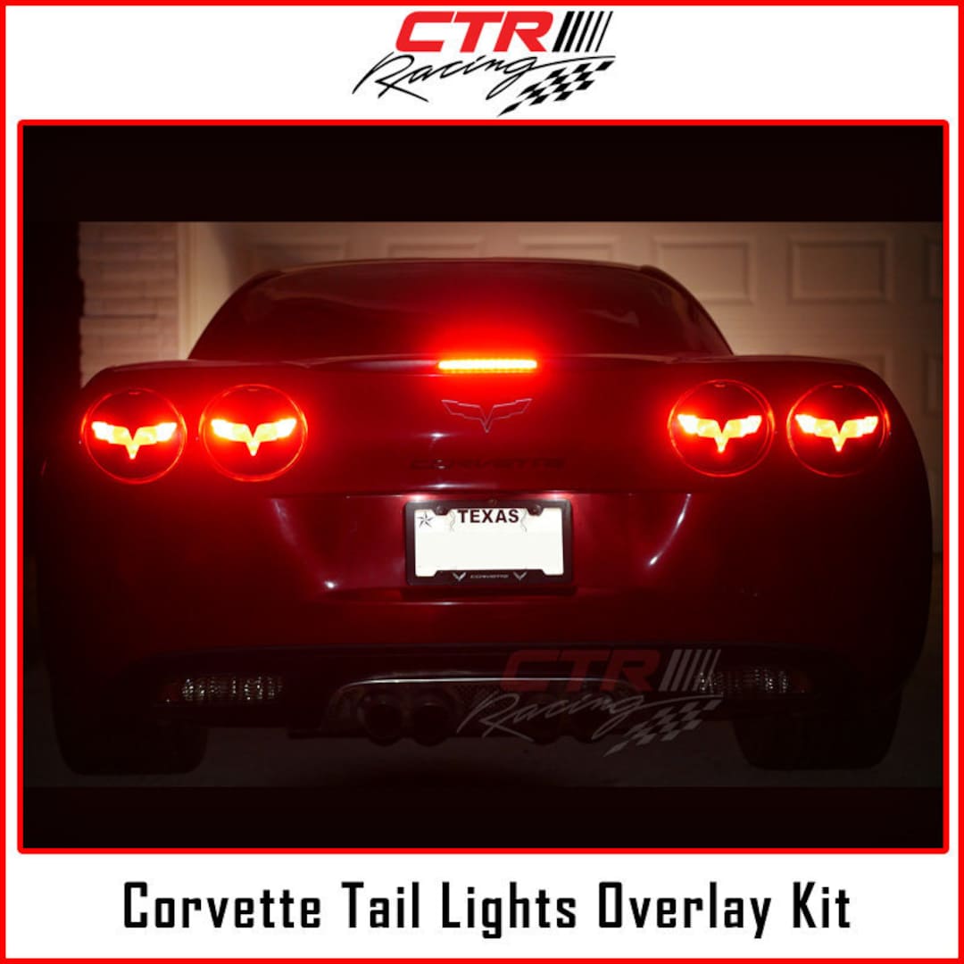 C6 Corvette Tail Lights Carbon Fiber Decal Overlay Vette Logo Emblem