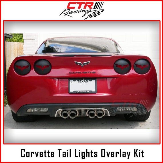 2005-2013 C6 Corvette Tail Lights Carbon Fiber Decal Overlay Vette Logo Emblem