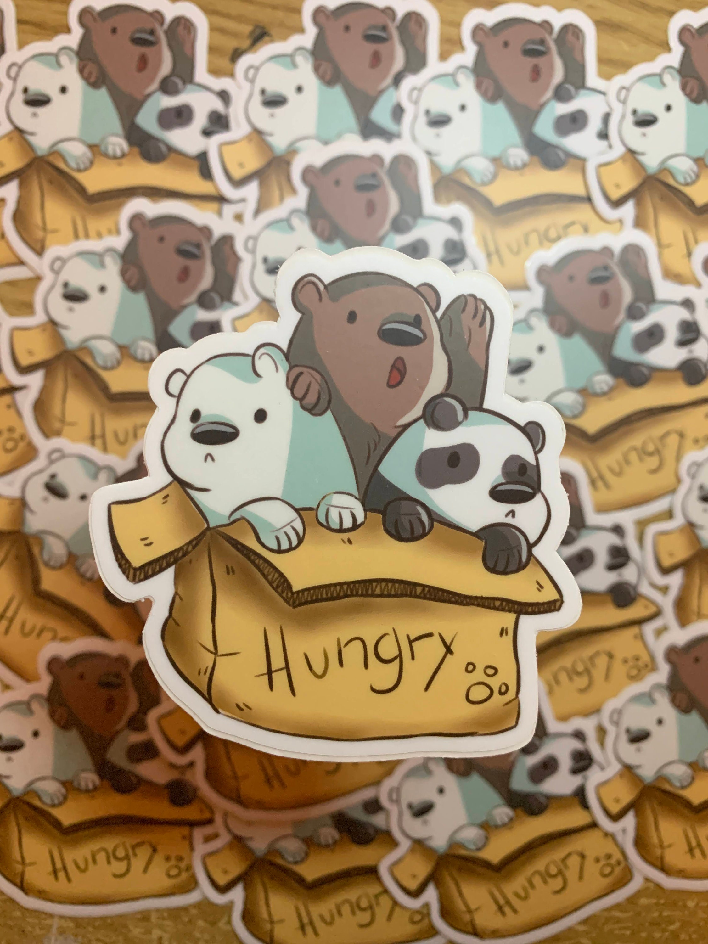 Hungry Sticker | Waterproof Vinyl Sticker, We Bare Bears, Bears, Baby ...
