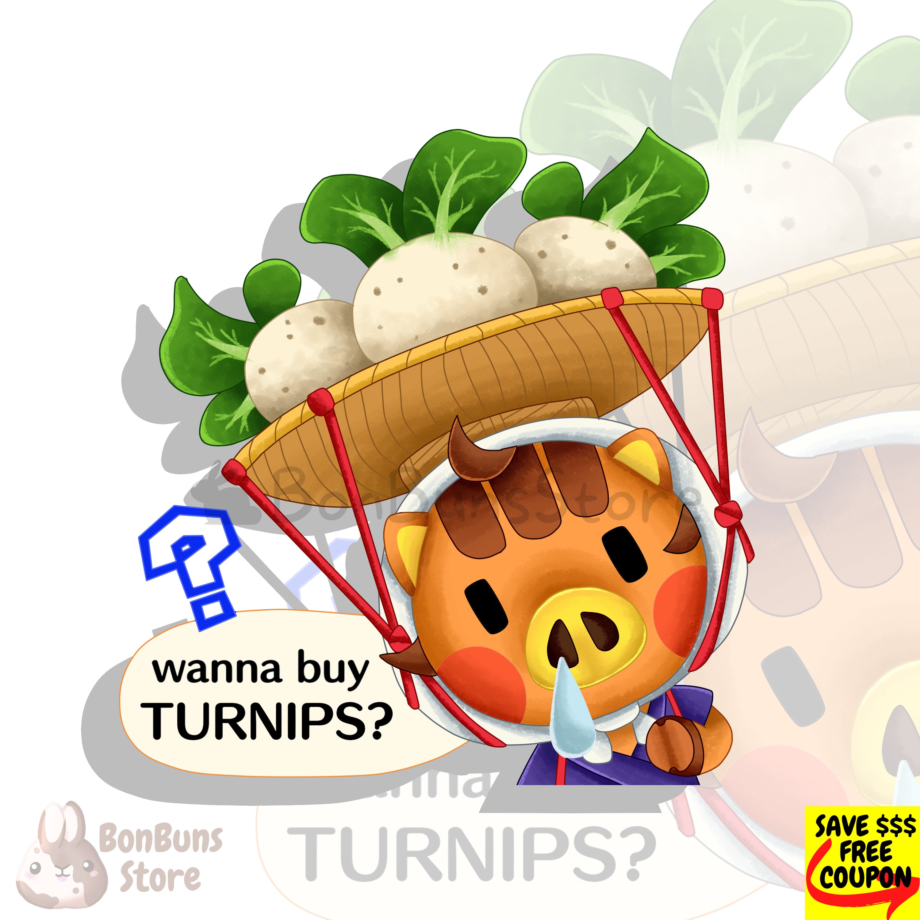 Wanna Buy Turnips? Peeker | Waterproof Sticker, Daisy Mae, Animal