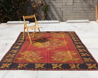 BESSEREBEAN Vintage Turkish Handmade Oriental Rug 9.6ft by 7ft