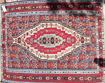 Vintage Handmade Persian Senneh Rug