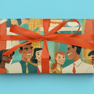 Latinx Centric Mid-Century Modern Gift Wrap Paper - Celebrate Special Moments, Birthdays, Celebrations, Eco-Friendly