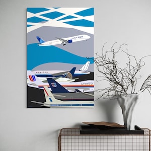 United Airlines History Art Print: Mid-Century Modern Aviation Poster (24x36)