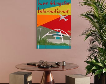 Mid Century Modern Vintage-Style LAX Los Angeles International Art Prints, 24" x 36"