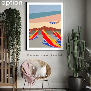 Sky Harbor Evening Limited Edition Art Print featuring Southwest Airlines theme, two sizes, unframed