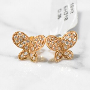 18K Rose Gold Butterfly Diamond Earrings