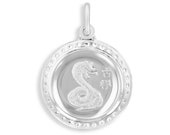Year of the Snake Chinese Zodiac 18K White Gold Pendant
