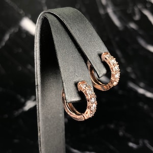 14K Rose Gold Hailey Diamond Hoop Earrings