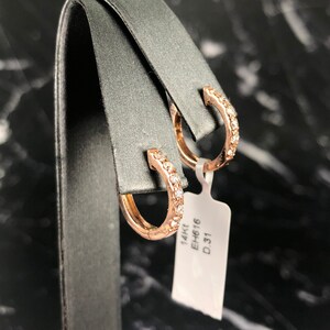 14K Rose Gold Risette Diamond Hoop Earrings