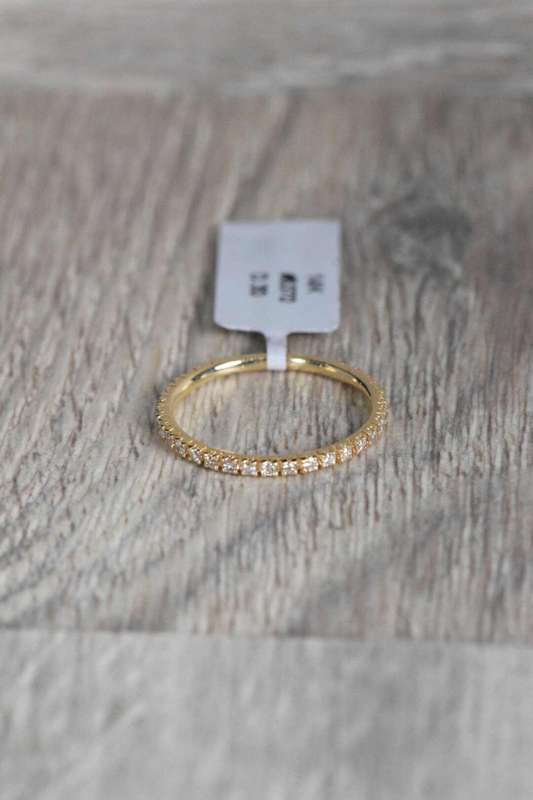 14K Yellow Gold Diamond Stackable Dainty Minimalist 3/4 Eternity Band ...