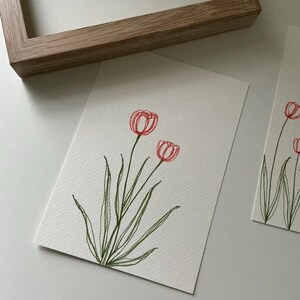 オリジナルの手描きの花のイラスト、ペンとインクのオリジナル絵画、花柄のホームデコレーション、保育園の装飾、壁アート、ギフト、5 x 7インチ、フレームなし