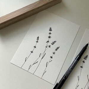 Desenho original desenhado à mão ilustração floral caneta e tinta pintura original floral decoração para casa berçário decoração de parede arte presente 5 x 7 polegadas sem moldura