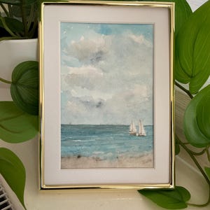 Original Watercolour Painting Original Seascape Painting Watercolour Seascape Coastal Small Wall Art Home Decor 4x6inch Unframed Unmatted
