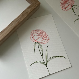 オリジナルの手描きの花のイラスト、ペンとインクのオリジナル絵画、花柄のホームデコレーション、保育園の装飾、壁アート、ギフト、5 x 7インチ、フレームなし