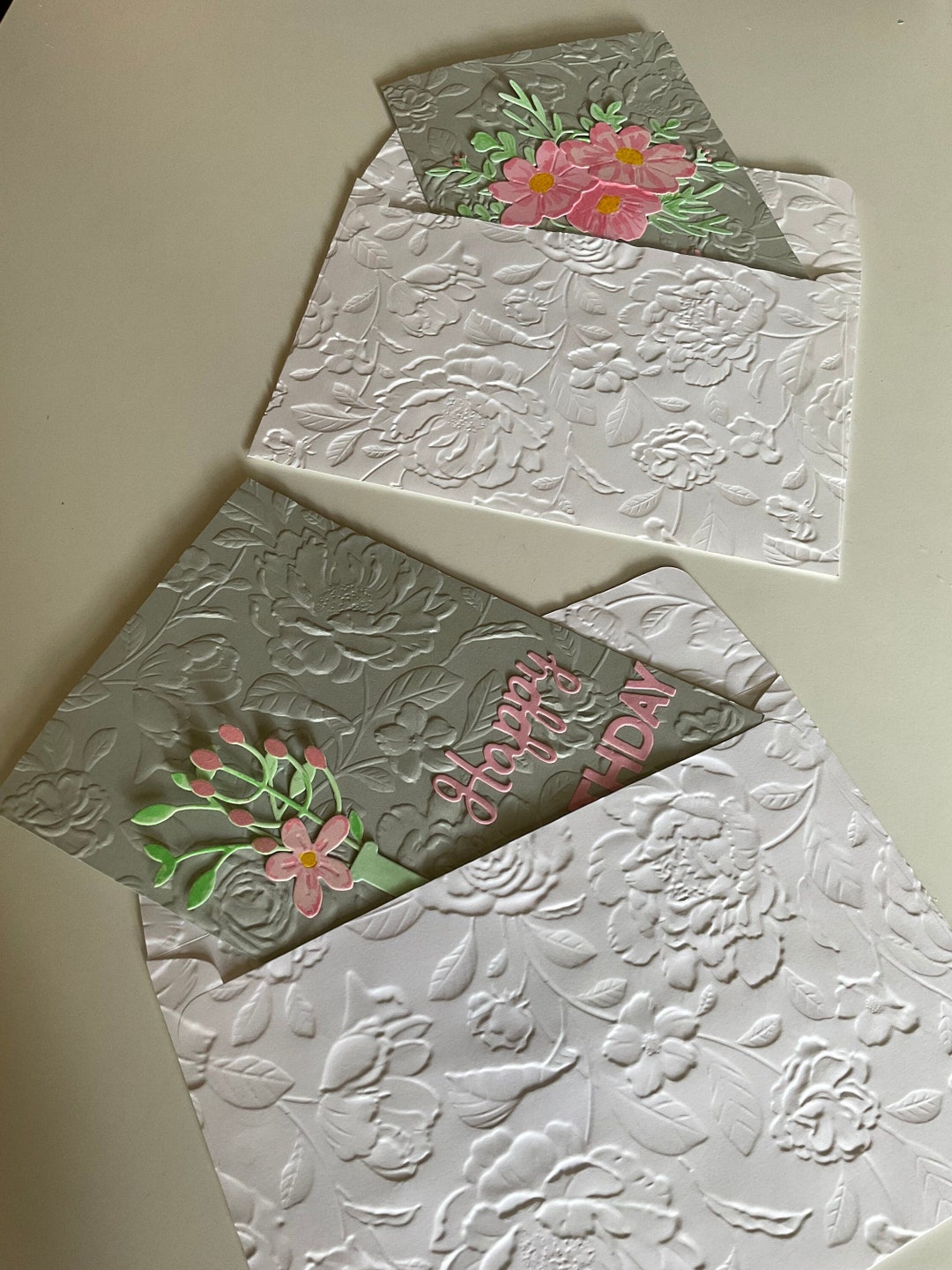 Birthday Card Set of 2 Handmade Greeting Cards Envelopes Happy - Etsy