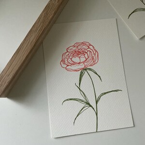 オリジナルの手描きの花のイラスト、ペンとインクのオリジナル絵画、花柄のホームデコレーション、保育園の装飾、壁アート、ギフト、5 x 7インチ、フレームなし