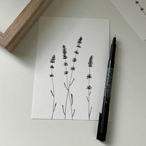 Original drawing hand drawn floral illustration pen and ink original painting floral home decor nursery decor wall art gift 5x7inch unframed