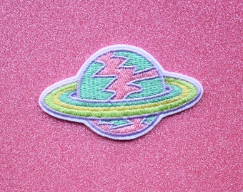 Pastel Planet Embroidered Iron On Patch
