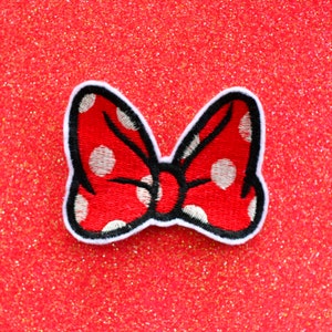 Polka Dot Bow Embroidered Iron On Patch