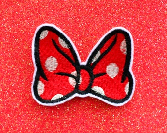 Minnie Mouse Bow Embroidered Iron On Sew On Patch Dress Bag t-shirt Jacket  Skirt