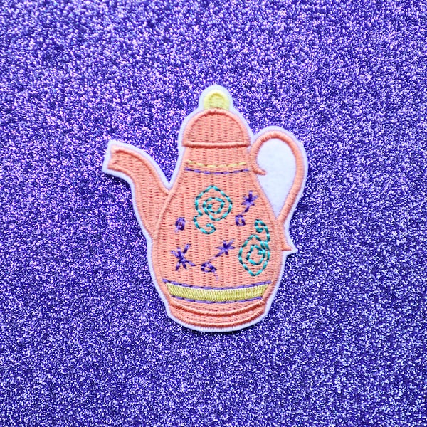 Teapot Embroidered Iron On Patch