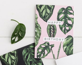 Happy Birthday -  Greeting Card - 'Houseplants' Collection - Botanical / Floral Card