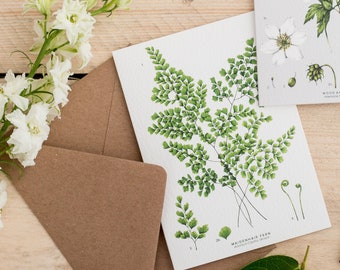 Botanical Greeting Card - Maidenhair Fern - Blank Floral Card