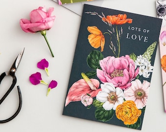 Lots of Love -  Greeting Card - 'Floral Brights' Collection - Botanical / Floral Card