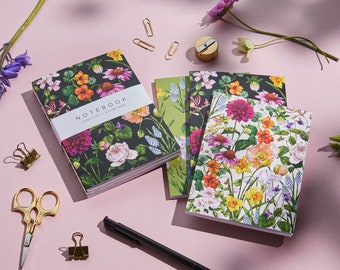 Carnets A6 - Lot de 3 - Carnets de poche - Collection « Fleurs abondantes »