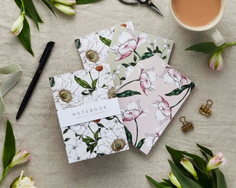 A6 Notebooks - Set of 3 - Pocket Notebooks - Botanical 'Spring Blossom' Collection