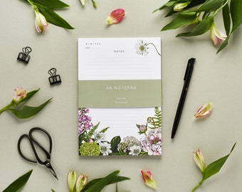 A5 Notepad - Botanical Recycled Notepad - Summer Garden