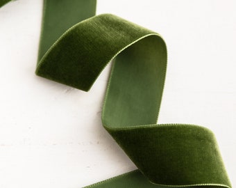 Velvet Ribbon per metre - Moss Green 36mm wide