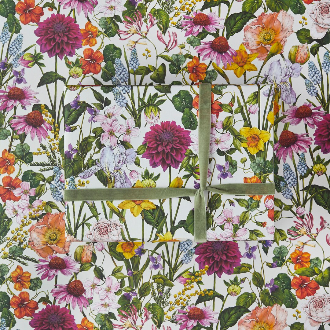 Botanical Wrapping Paper - Recycled Gift Wrap - Bountiful Blooms ...