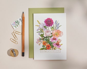 Botanical Greeting Card - Bountiful Blooms - Congratualtions