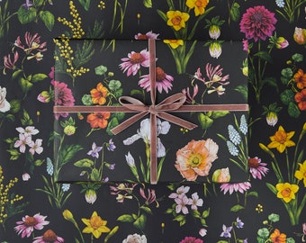 Botanical Wrapping Paper - Recycled Gift Wrap - Bountiful Blooms ...