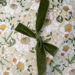 Botanical Wrapping Paper - Recycled Gift Wrap - Spring Blossom - Green image 2
