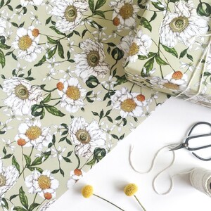 Botanical Wrapping Paper - Recycled Gift Wrap - Spring Blossom - Green ...