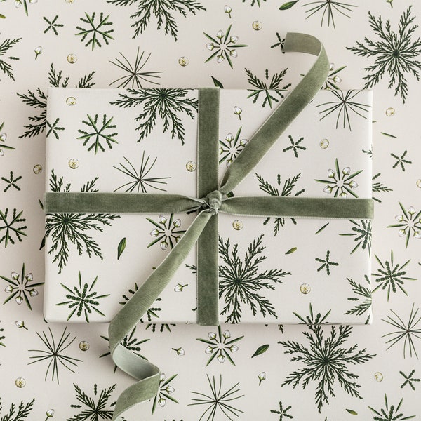 Christmas Wrapping Paper - Luxury Eco Gift Wrap - Festive Foliage