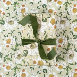 Botanical Wrapping Paper - Recycled Gift Wrap - Spring Blossom - Green