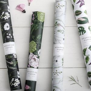 Botanical Wrapping Paper Recycled Gift Wrap Wild Meadow Black - Etsy