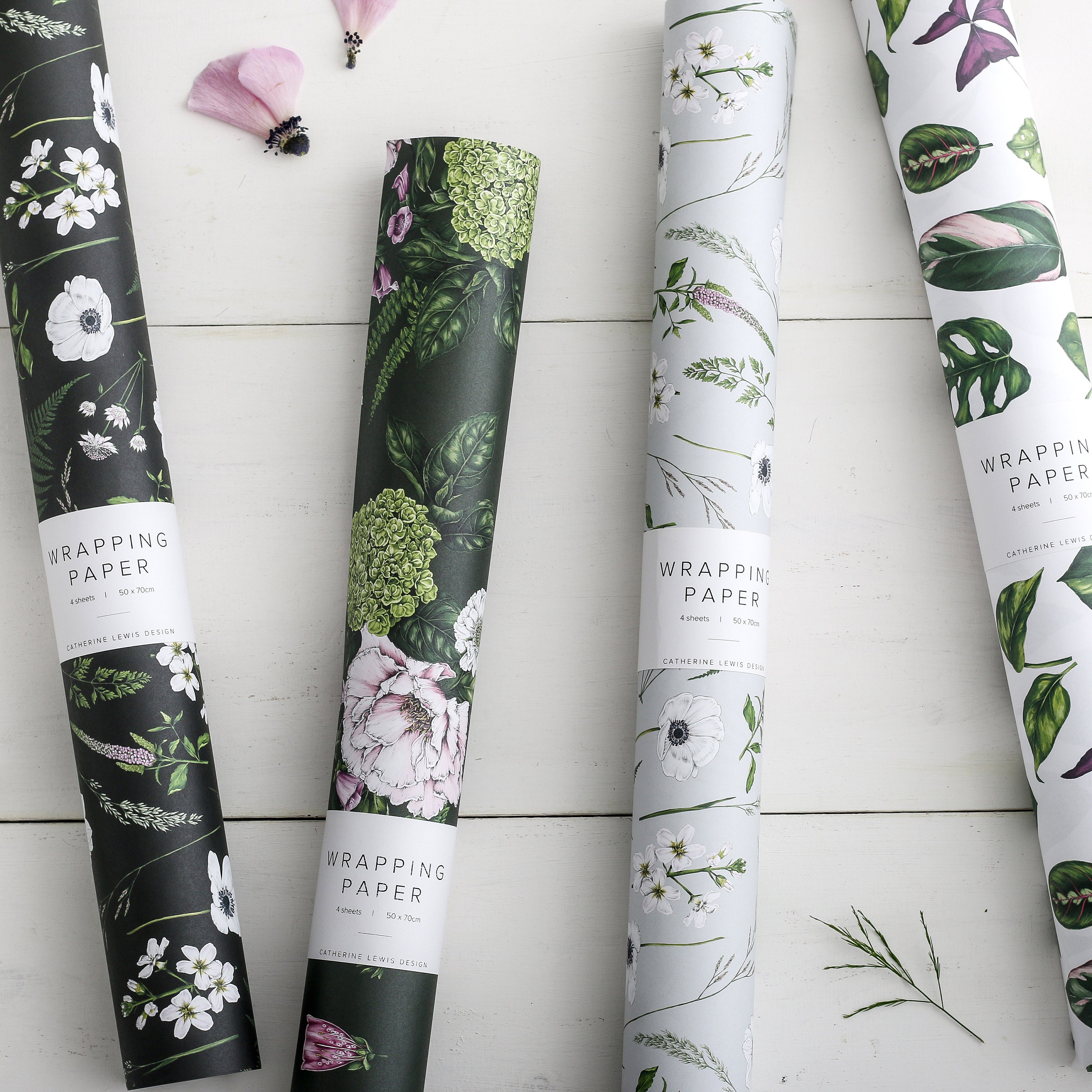 Botanical Wrapping Paper - Recycled Gift Wrap - Wild Meadow - Black - Etsy  Israel, image size:3000x3000