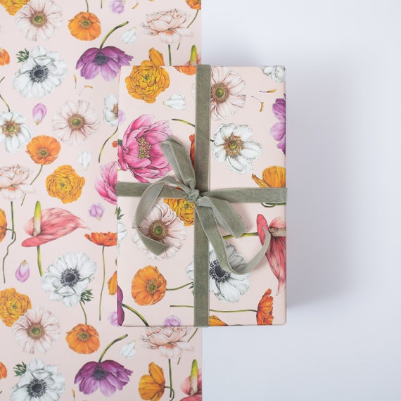 Floral Wrapping Paper, Floral Gift Wrap, Botanical Wrapping Paper 
