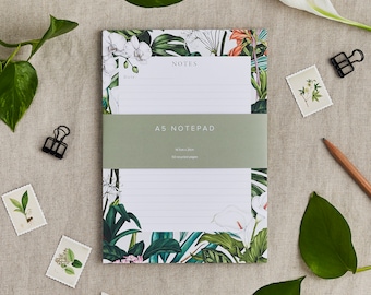 A5 Notepad - Botanical Recycled Notepad - Palm House Tropics