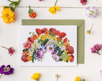Botanical Greeting Card - Botanical Rainbow - Blank Floral Card