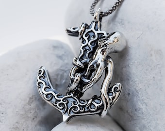 Anchor Octopus Pendant - (Sterling Silver 925, Made in Italy )